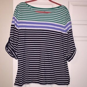 3/4 sleeve top with roll tab sleeves